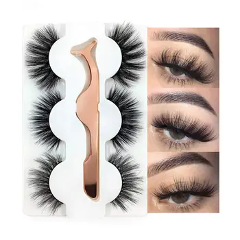 

Miji Mila3 pairs 3d Mink Eyelashes Hair Lashes Eyelashes Extension Lashes Natural Mink Lashes 3d Eyelashes Eyelashes Set
