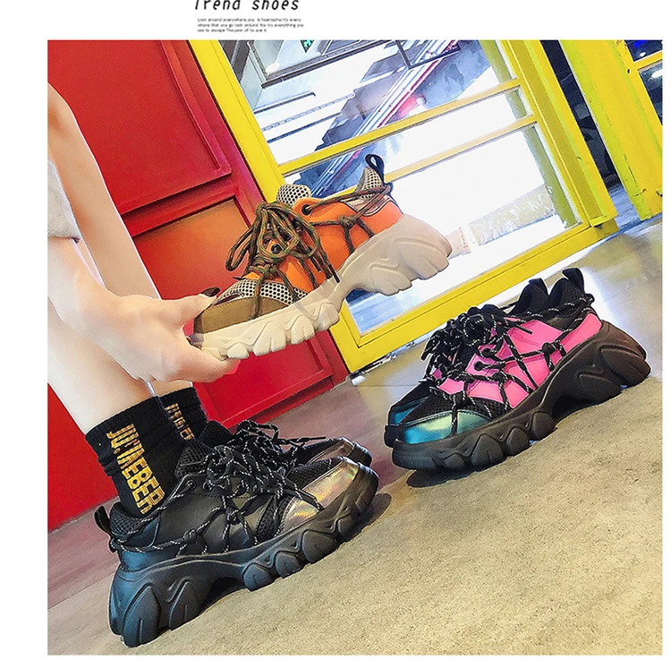 Spring Autumn Women Lace Up Casual Chunky Shoes Comfortable Platform Shoes Woman Sneakers Ladies Trainers Chaussure Femme