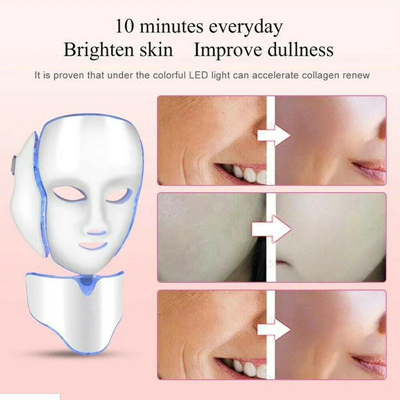 Electric 7 Colors Led Facial Mask Face Mask Machine Light Therapy Acne Neck Beauty Led Light Treatment Skin Rejuvenation