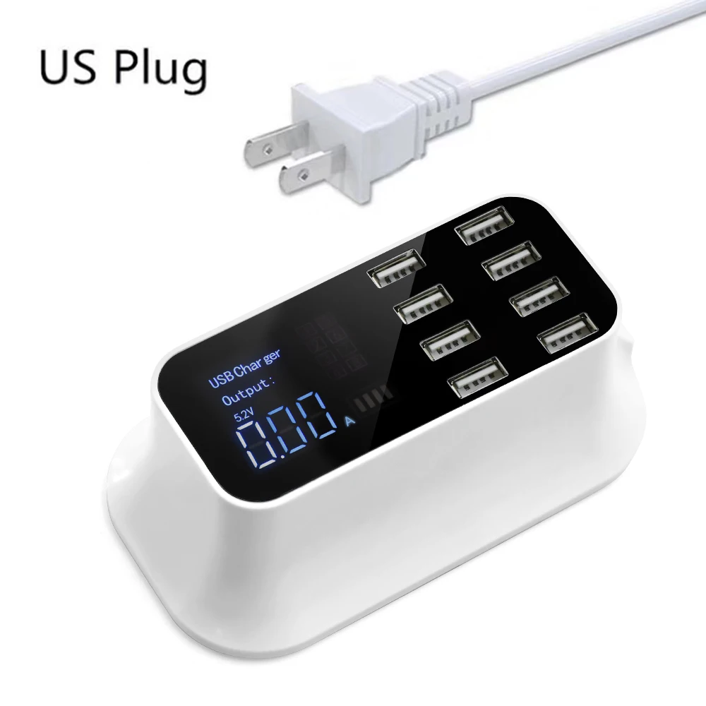 8 портов цифровой ЖК-дисплей USB зарядное устройство для Android iPhone адаптер планшет мобильный телефон 2.4A быстрое зарядное устройство для huawei samsung