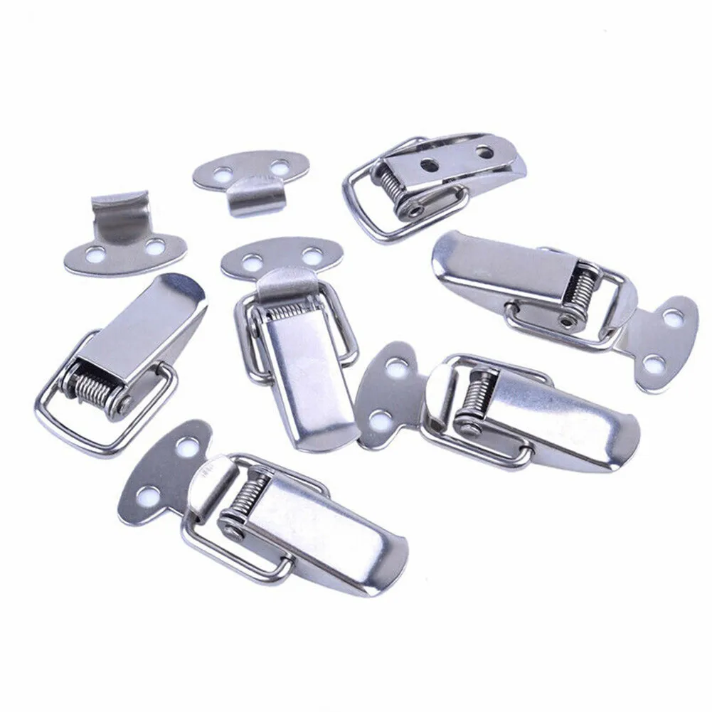 4PCS Stainless Steel Spring Loaded Clamp Clip Case Box Latch Catch Toggle For Steel Catch Drawer/Toolbox/Closet/Cabinet Clips