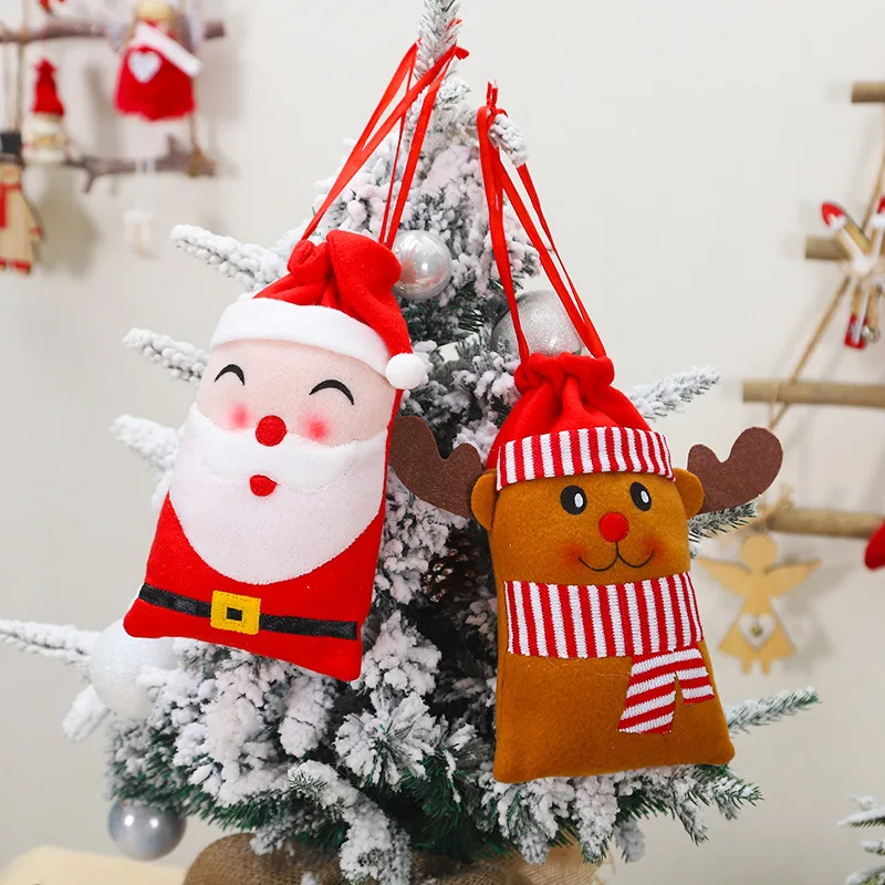 new year Christmas Shopping Bag Storage Package Drawstring Bag Small Coin Purse Travel Women Cloth Bag Gift Santa Claus Xmas