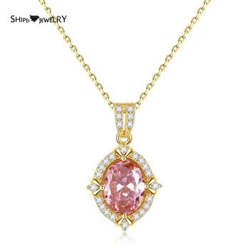 

Shipei 925 Sterling Silver Mystic Rainbow Topaz Created Moissanite Gemstone Wedding Engagement Fine Jewelry Pendant Necklace