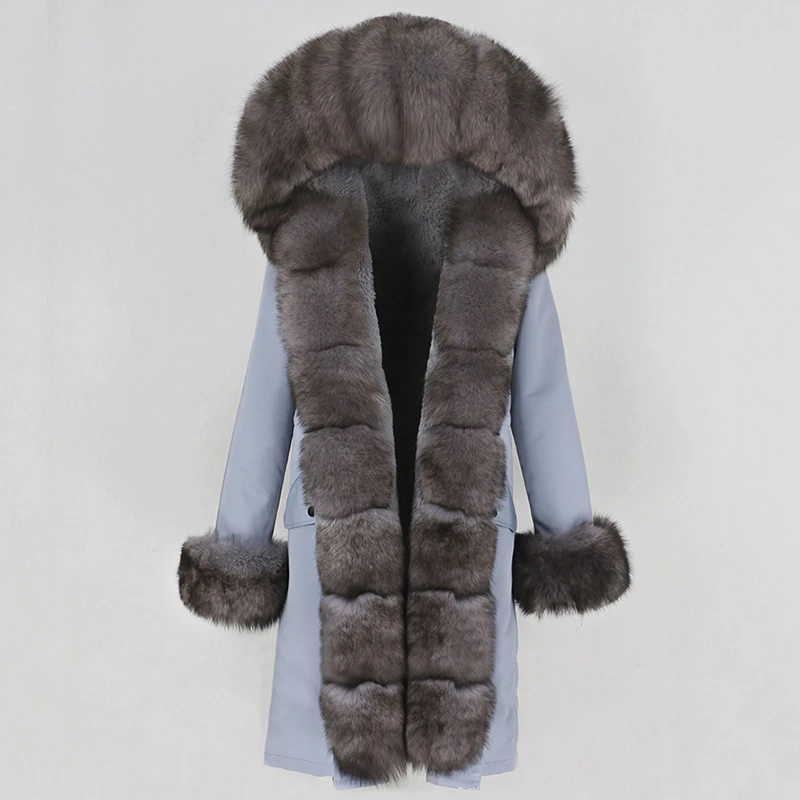 OFTBUY X-long Parka Waterproof Outerwear Real Fur Coat Winter Jacket Women Natural Fox Fur Hood Luxury Outerwear Detachable New