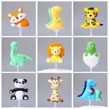 Décoration de gâteau en poterie souple, ornement de dinosaure, Lion, tigre, cerf, dessin animé, décoration de Table à Dessert, 5 pièces/ensemble