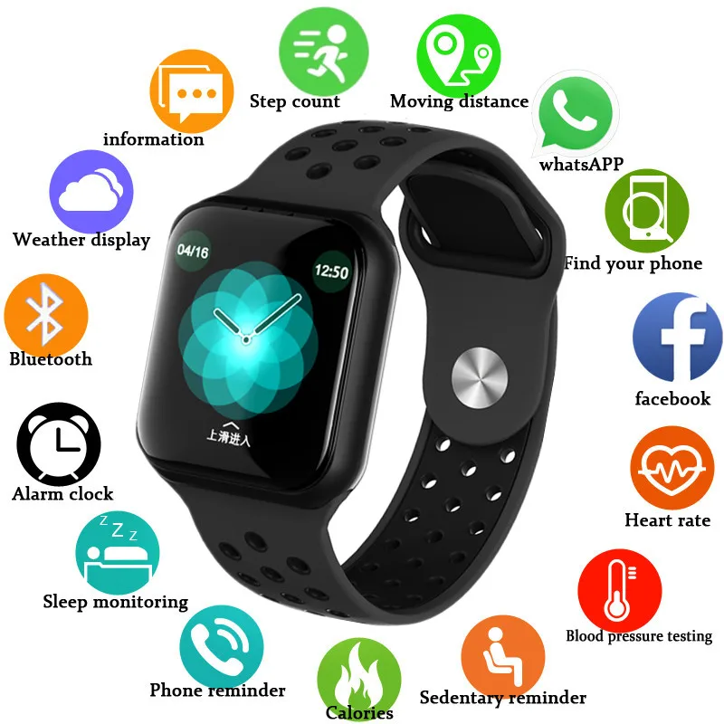Android смарт-часы для мужчин и женщин F8 IP67 Bluetooth браслет пульсометр кровяное давление смарт-Браслет фитнес-трекер для Ios