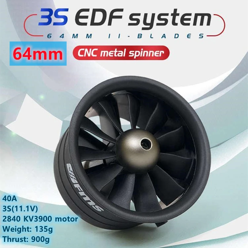 FMS 64mm Ducted Fan EDF Jet 11 Blades с 2840 KV3900 3S V2 Pro моторная система питания RC самолет модель