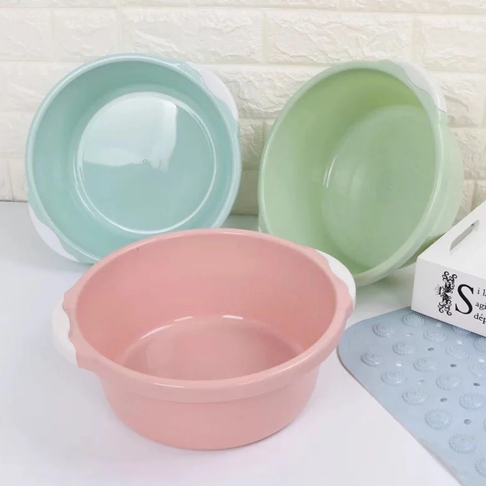 

3 Colors Plastic Wash Basin Bucket Container Dish Tub Small Medium Size Kitchen Bathroom Accessories