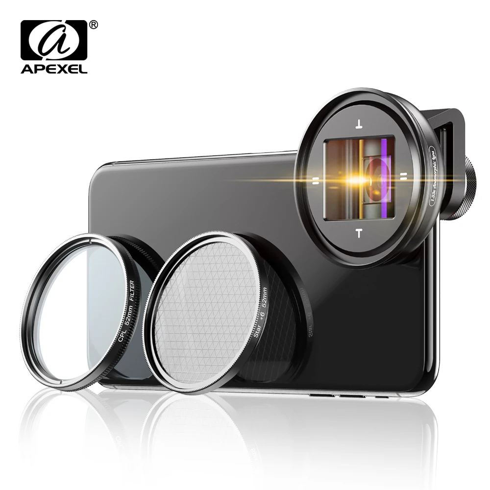 APEXEL professional 1.33x anamorphic lens HD WideScreen moive Lens Video Vlog  camera cpl lens for Samsung Huawei smartphones