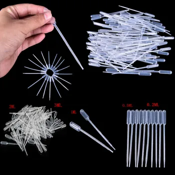 

100PCS Transfer Pipettes Eye Dropper Set for School Lab Supplies 0.2ML/0.5ML/1ML/2ML/3ML 5 Sizes Plastic Disposable Graduated