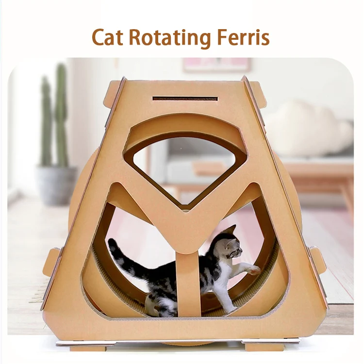 

Pets Rotating Ferris Wheel Corrugated Paper for Cats Tree Climbing Cat Run Scratch Board Cat Furniture Cats Scratching Posts