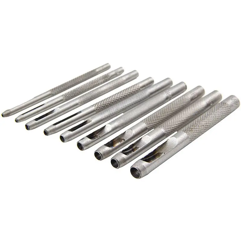 PN104 3- 19 mm Leather/Rubber/Card/Gaskets/Plastic/Paper Hollow Hole Punches- Silver(12-Piece