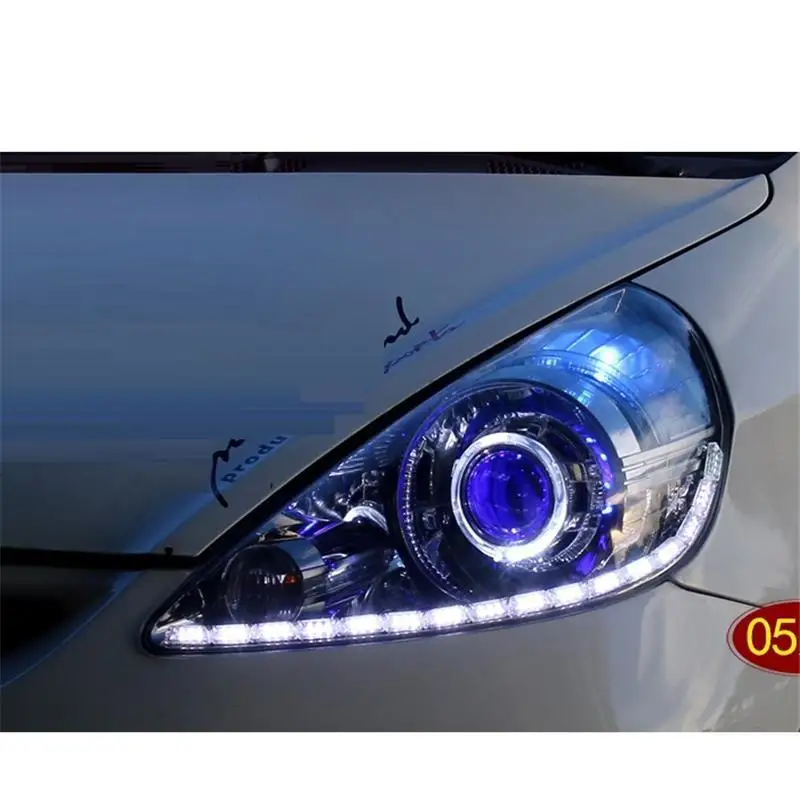 Дневные ходовые Automovil Стайлинг Drl Автозапчасти Светодиодные фары автомобиля фары в сборе 05 06 07 08 09 10 11 для Honda Fit