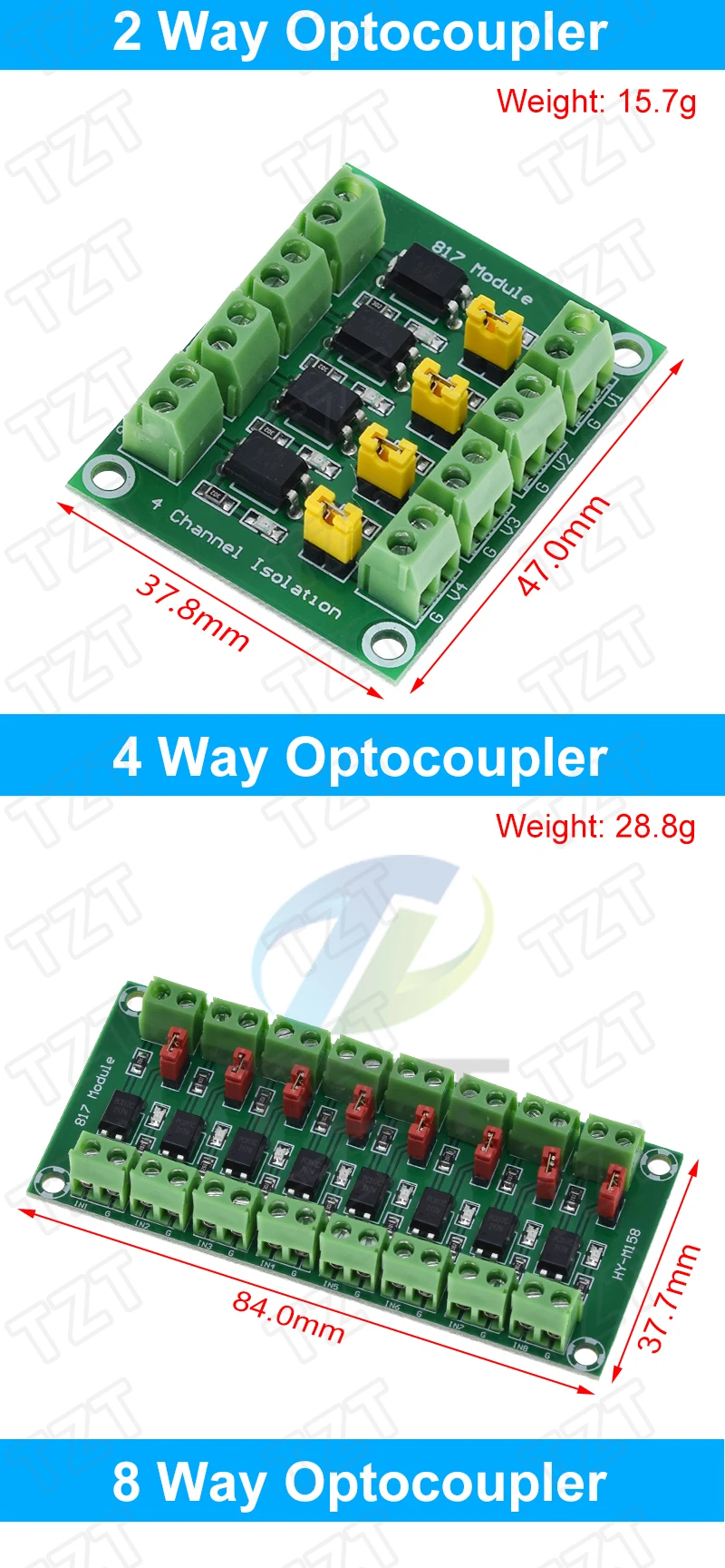 PC817 1 2 4 8 Kanal Optokoppler Isolationsplatine Spannungswandler Adaptermodul 3.6-30V Treiber Photoelektrisch Isoliertes Modul – Detail 6