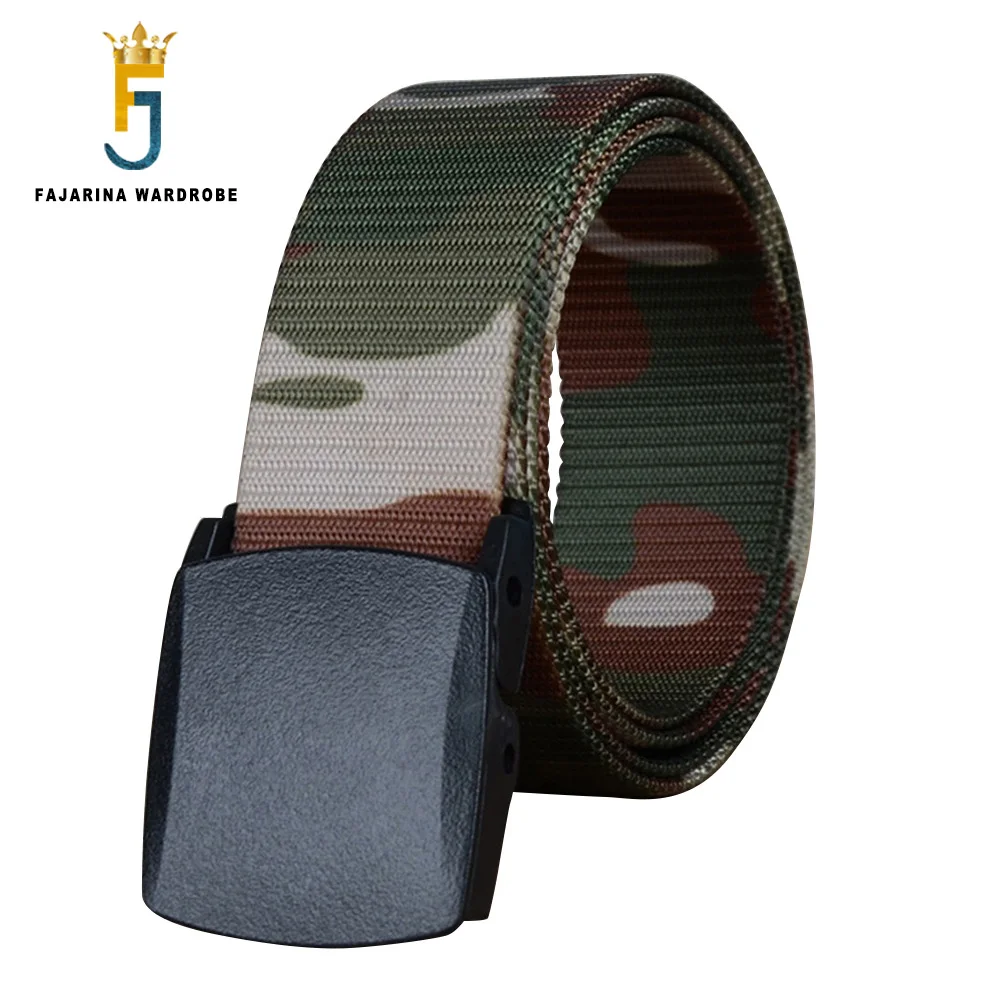 FAJARINA High Quality Automatic Plastic Buckle Nylon Belts for Men Design Camouflage Styles 125cm Length 3.8cm Width CBFJ0082 cukup fashion design new nylon jacquard dragon printed canvas belt jeans accessories plastic buckle casual belts for men cbck230