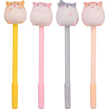 

12PCS Lovely Cartoon Gel Pen Enamel Leather Rat Black Pen 0.5 Student Creative Stationery Gift Wholesale