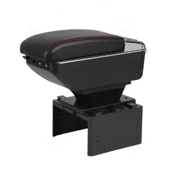 

1pc Car Armrest Box Car 7 USB PU Leather Central Container Box Durable