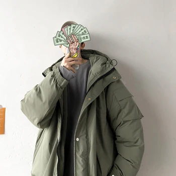

Winter New Thickened Jacket Men Warm Fashion Parka Men Solid Color Hooded Coat Man Wild Loose Cotton Jacket Male Clothes