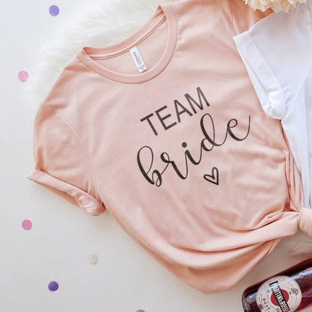 bachelorette team bride t shirt estonian wedding party ulzzang t-shirt cato women's tea bride short women tops drop ship Peach Pink-teambride