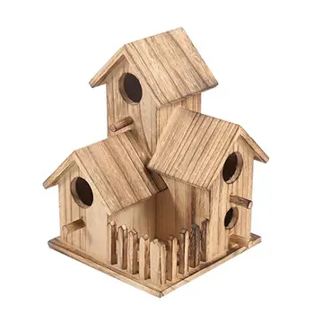 

Wood Bird House Breeding Nest Bird Feeder Parrot Breeding Decorative Cages Children Toy for Outdoor Gardening Home Decoration