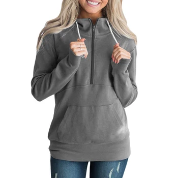 

Causal Hooded Fashion Polyester Long Sleeve Outwear Ladies Zipper Casual Sweatshirts Drawstring Women Hoodie Charming Pullover