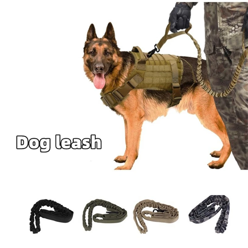 

Tactical Bungee Dog Leash Nylon Quick Release Pet Cat Dogs Leash 2 Handle Elastic Leads Rope Military For Dog Training Leashes