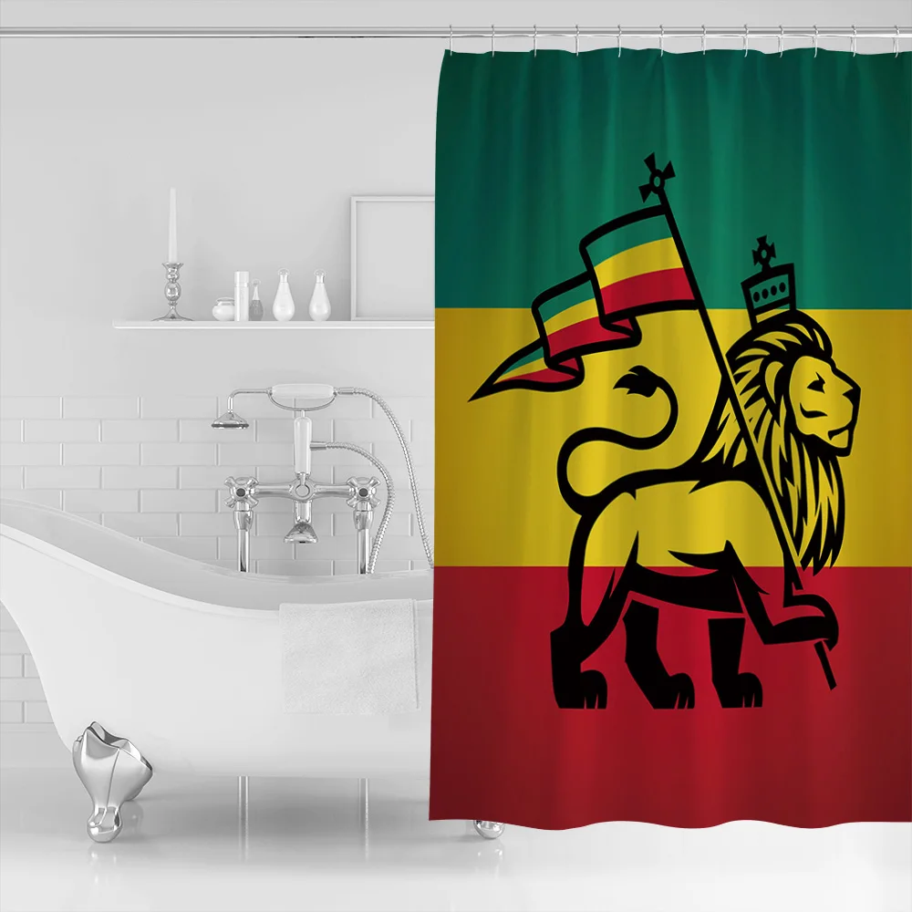 Rasta душевая занавеска Иуда Лев с флагом растафари король джунгли регги тема