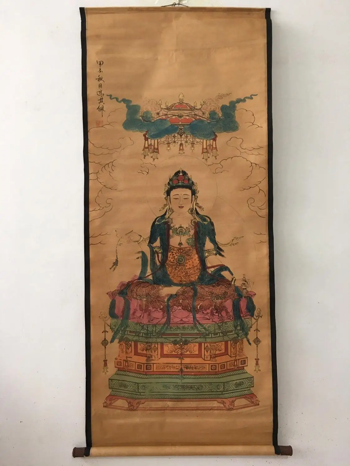 

China old scroll painting Celebrity Figure painting Middle hall hanging painting Wall paintings gaoqipei's Guanyin