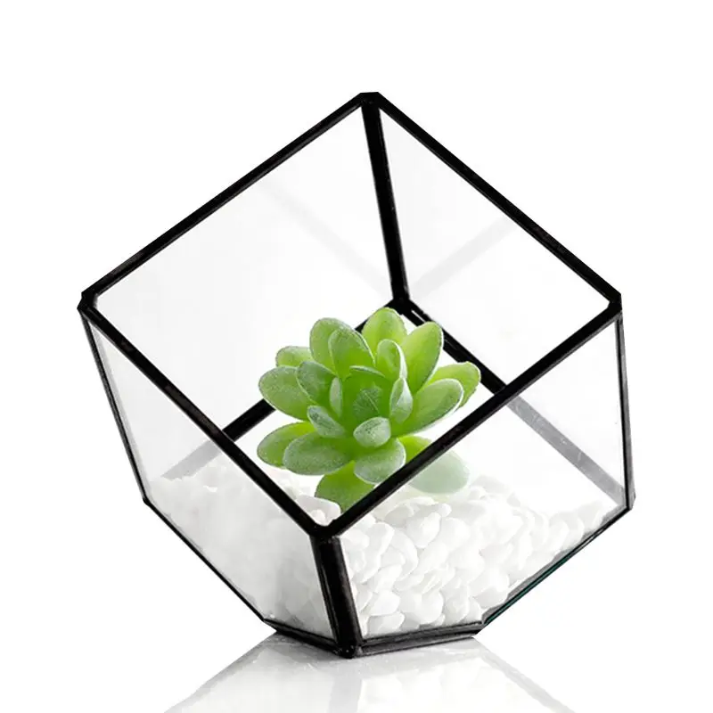 

Modern Glass Terrarium Storage Box Clear Glass Geometric Terrarium Succulent Plant Display Box Decorative Votive Candle Holder