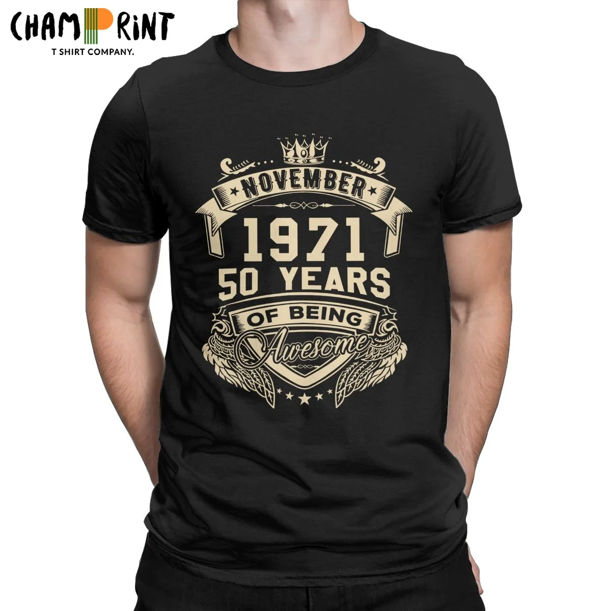 Мужская футболка с круглым вырезом 1971 хлопок 50 лет | одежда