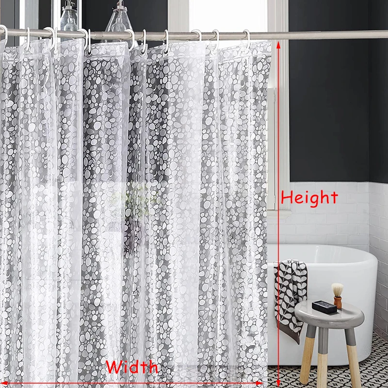 3D Shower Curtain Waterproof Mildew EVA Bath Curtains Modern Cobblestone Pattern Translucent Bathroom Curtain With Hooks shower curtains