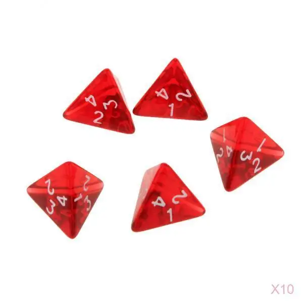 50-Pack 4 Sided Gem Dices D4 Dice D&D TRPG Board Game Supplies
