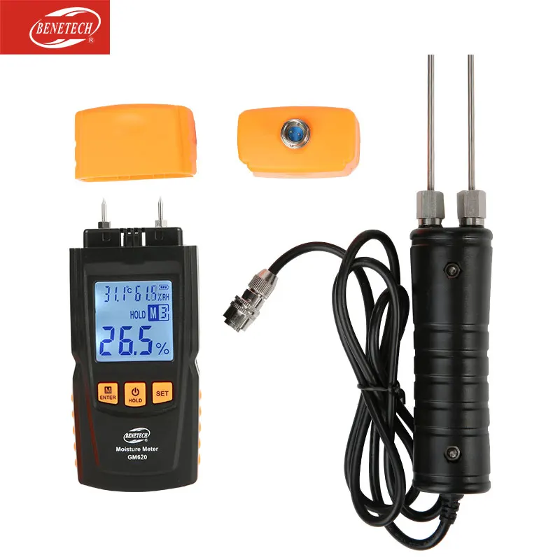 

Wood Moisture Meter Humidity Tester Timber Damp Detector Two Long Probe GM620 BENETECH wheat flour lumber