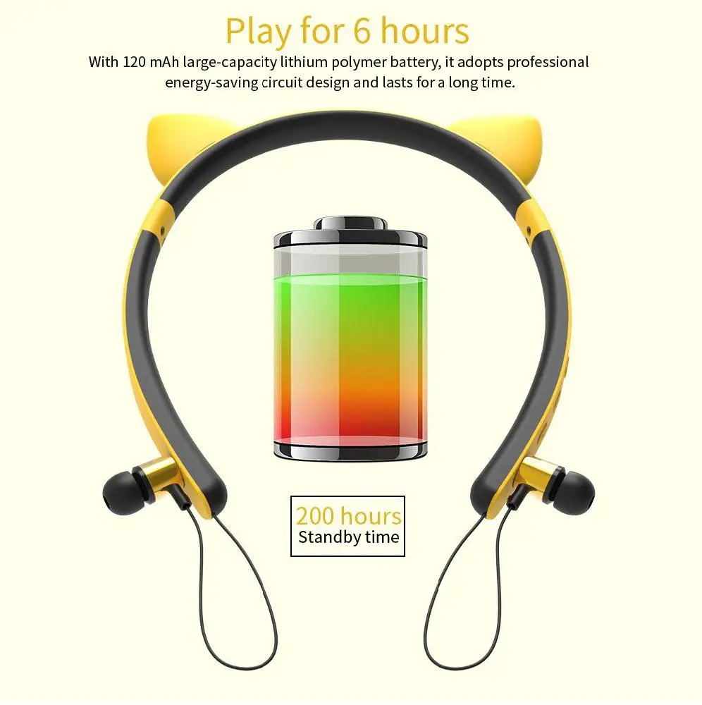 Для iPhone Xiaomi Bluetooth наушники милые ободок с ушками наушники магнитные спортивные стерео игровые Вкладные наушники