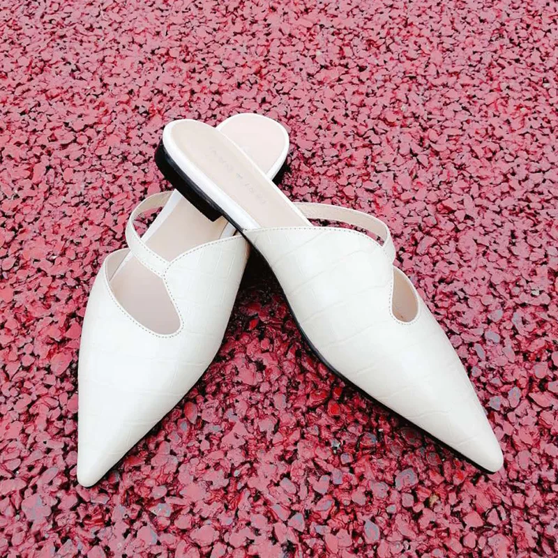 

Women's Outer Slippers Adult Fashion Slippers European and American Pointed Flat Bottom Shallow Mouth Plaid Summer Slipper