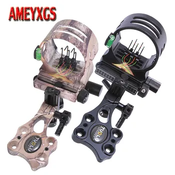 

1pc Archery Bow Sight Adjustable Compound Bow 5-pin Sight 0.019" Optical Fiber Needle For Hunting Shooting Aiming Accessories