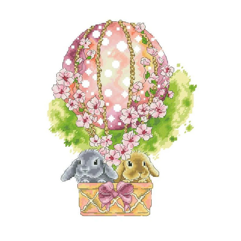 hot air balloon bunny rabbits flower balloon