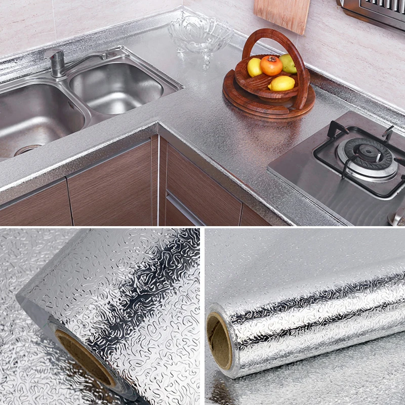 Self-adhesive Aluminum Foil Paper, Oil-proof And High-temperature Wall  Stickers, Waterproof Kitchen Cabinet Tile Wallpaper - Wallpapers -  AliExpress