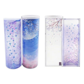 

NBX Multifunctional Pencil Box Large Capacity Pencil Cases Quicksand Translucent Creative Cylindrical Pen Holder