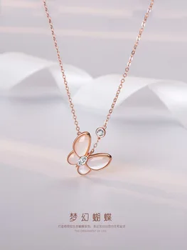 

Butterfly Necklace 925 Sterling Elegant White Simple Choker INS Normcore Style Non-mainstream Sense of Design