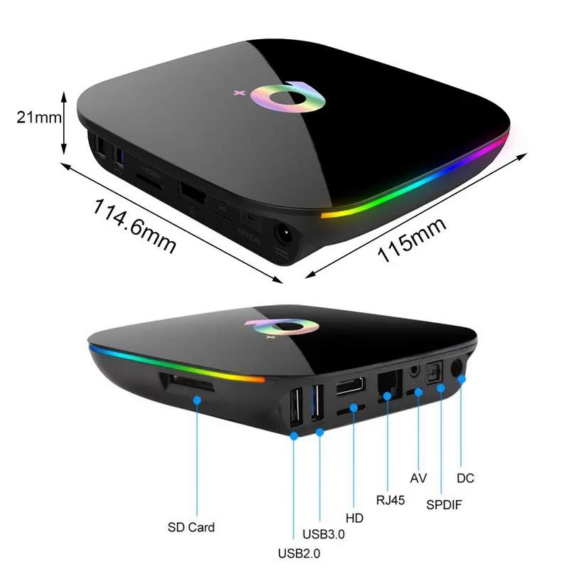 ТВ приставка Android 9,0 Q Plus 4 Гб 64 Гб Allwinner H6 4 ГБ 32 ГБ 1080P H.265 6K HD медиаплеер 2,4G Wifi Беспроводная приставка