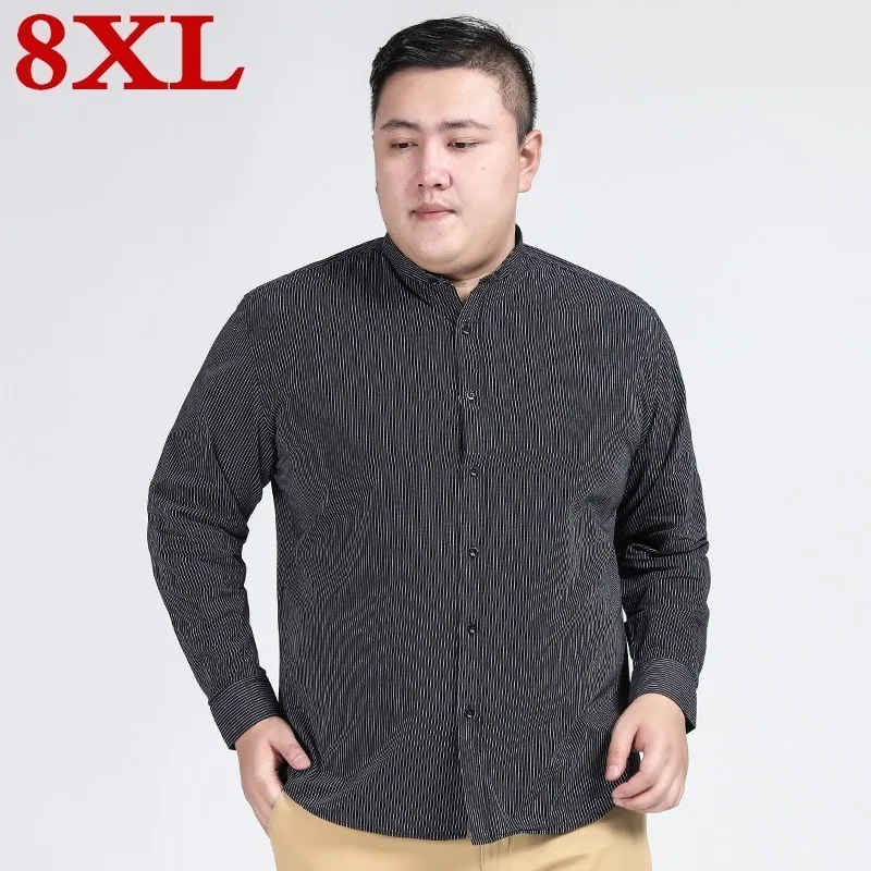 Новая Осенняя Модная брендовая мужская одежда размера плюс 8XL 7XL 6XL 5XL рубашка с