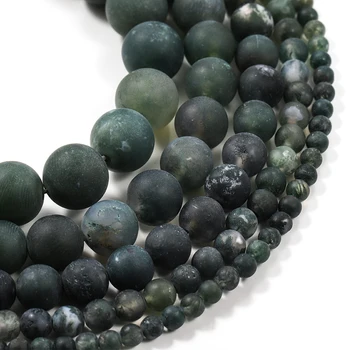 

1Strand/lot 4-12mm Natural Matte Aquatic Green Stone Dull Polish Round Loose Spacer Beads For Jewelry Makings Supplies Wholesale