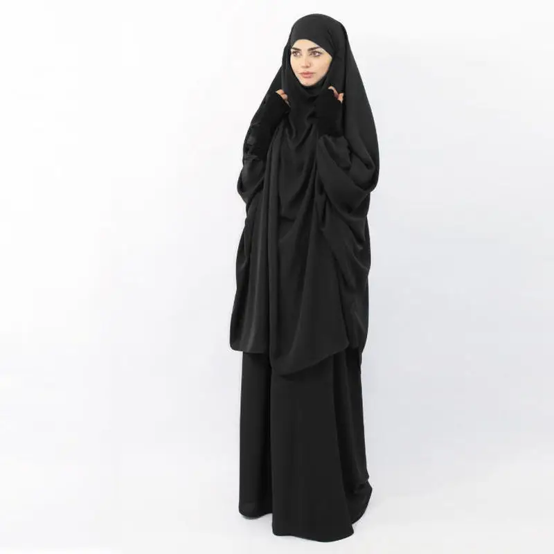 Eid-Conjunto de 2 piezas musulmán con capucha para mujer, vestido Hijab, ropa de oración, falda larga Khimar, Jilbab, Abaya, vestido de Ramadán, Abayas islámico, Niqab