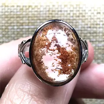 

Top Natural Ghost Phantom Quartz Ring Jewelry For Woman Man Lady Crystal 20x16mm Oval Beads Silver Garden Adjustable Ring AAAAA