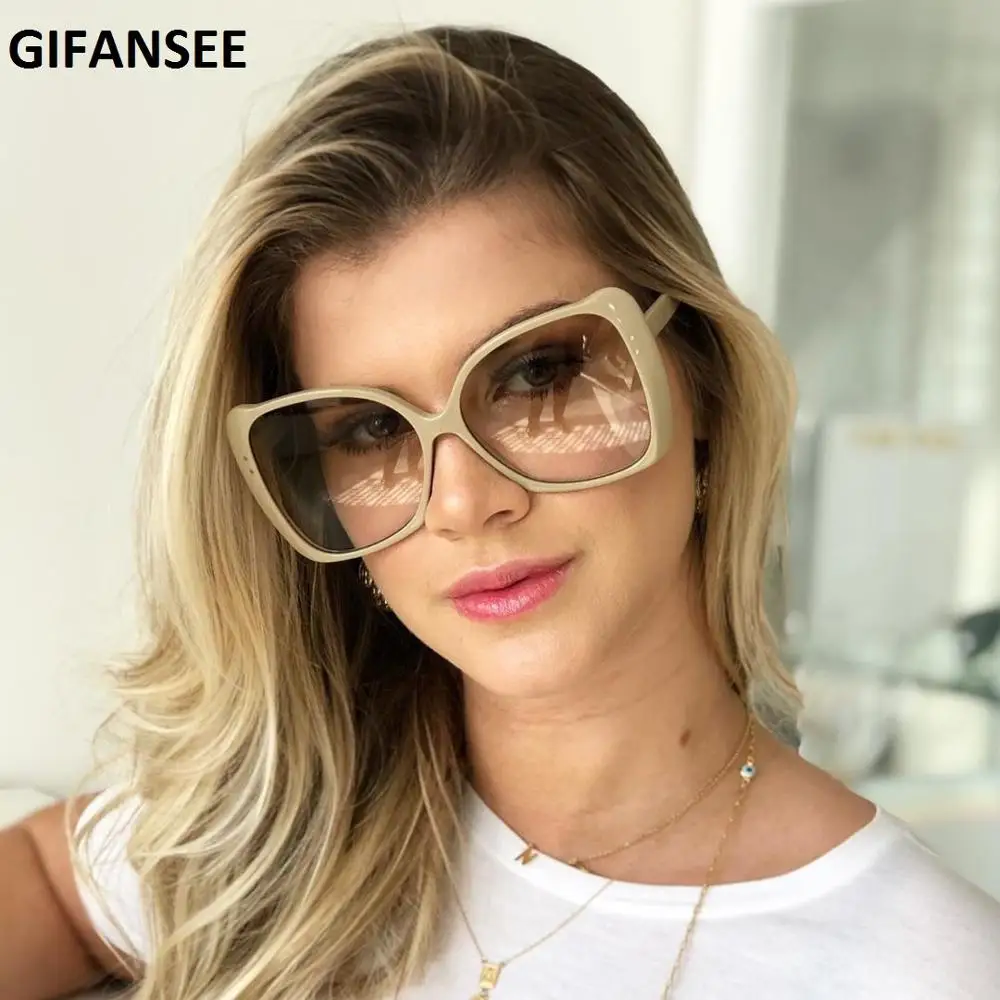 GIFANSEE, женские солнцезащитные очки больших размеров, градиентные линзы, фирменный дизайн, женские солнцезащитные очки, UV400, большая оправа, Gafas, тени, зеркальные, роскошные