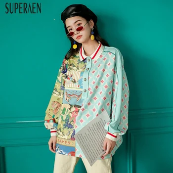 

SuperAen Shirt Female 2020 Spring and Autumn New Wild Cotton Women Blouses and Tops Fashion Korean Style Women Clothing