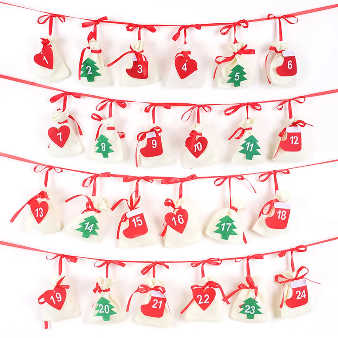 New Year Hanging Bags Set Christmas Tree Garland Drop Ornaments Display Home Living Room Decor Advent Calendars | Дом и сад