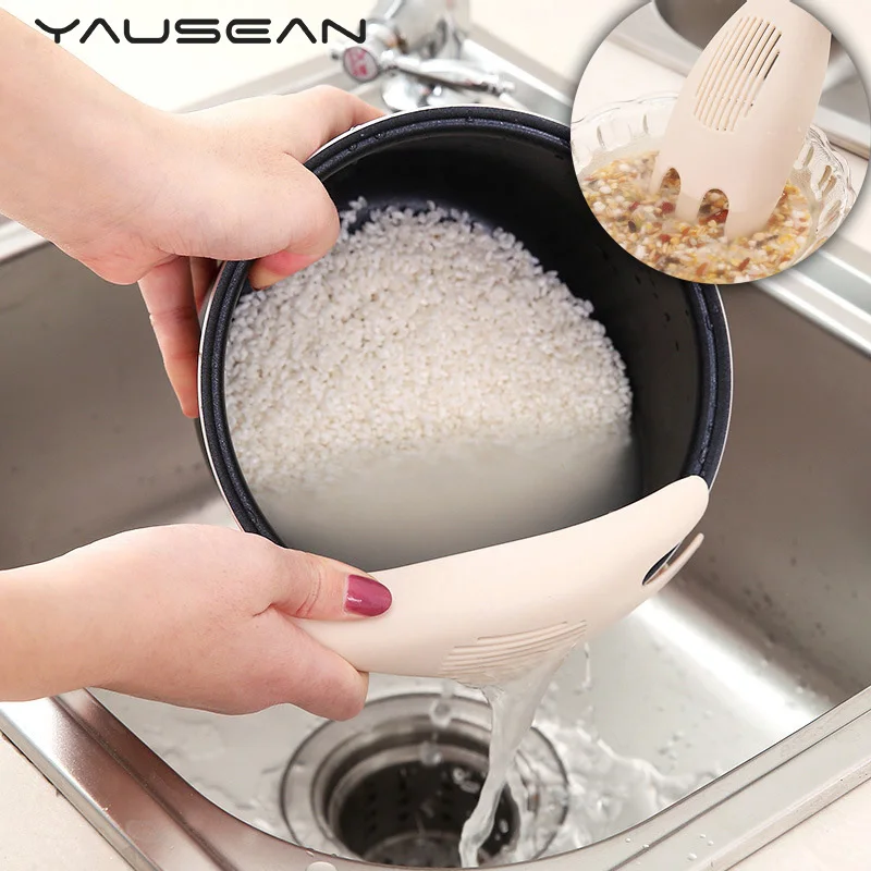 

Creative PP colander Rice Beans Peas Washing Filter Strainer Rice spoon Household filter Kitchen cleaning gadget Bean drainer
