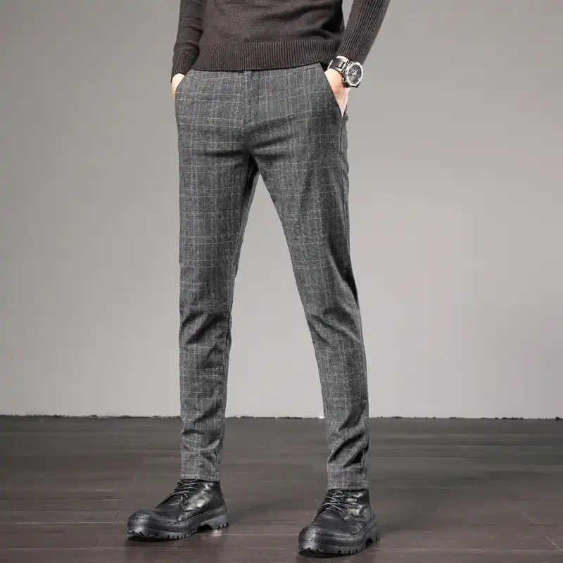 mens checked chinos